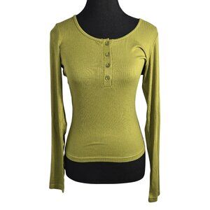 NWT | ZESICA | Olive Green | Ribbed Henley Long Sleeve Top | Small
